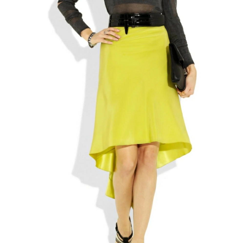 Jason Wu 
Ruffle back Chartreuse Skirt Size 10 - Picture 3 of 7